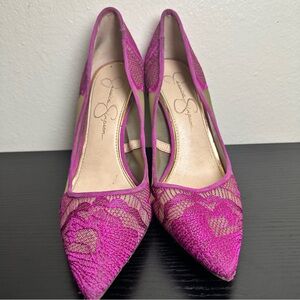 Jessica Simpson Fuchsia Lace Heels